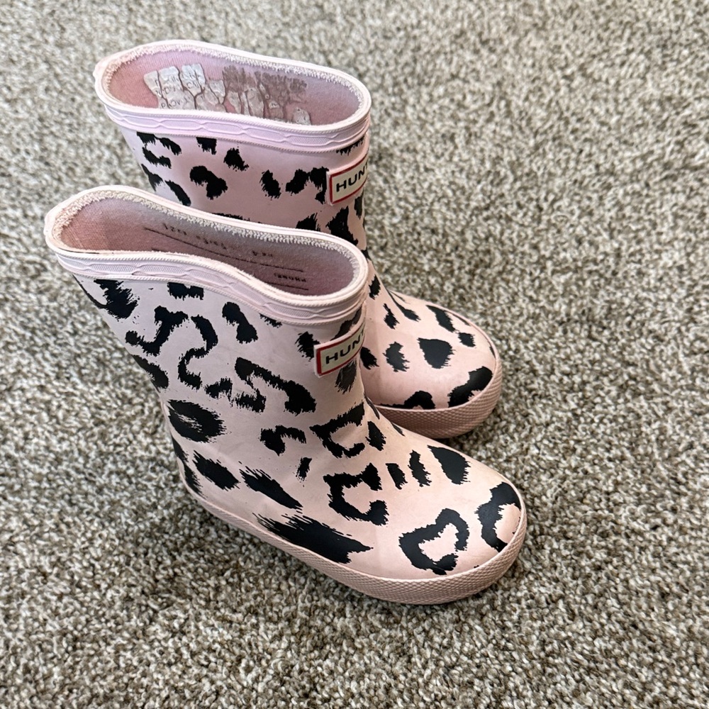 Hunter Pink Animal Print Rain Boots